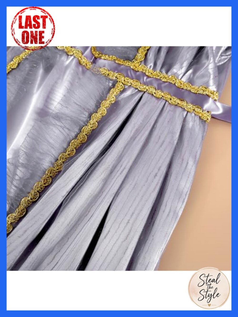 Regency Dress Victorian Costume Empire Waist Gown Satin Polyester Blend - Picture 3 of 6